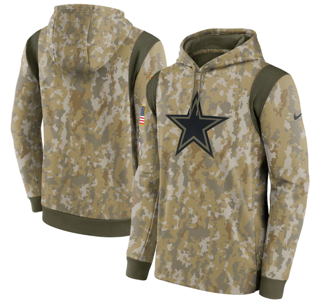 Men's Dallas Cowboys Camo 2021 Salute To Service Therma Performance Pullover Hoodie Men's Dallas Cowboys Camo 2021 Salute To Service Therma Performance Pullover Hoodie